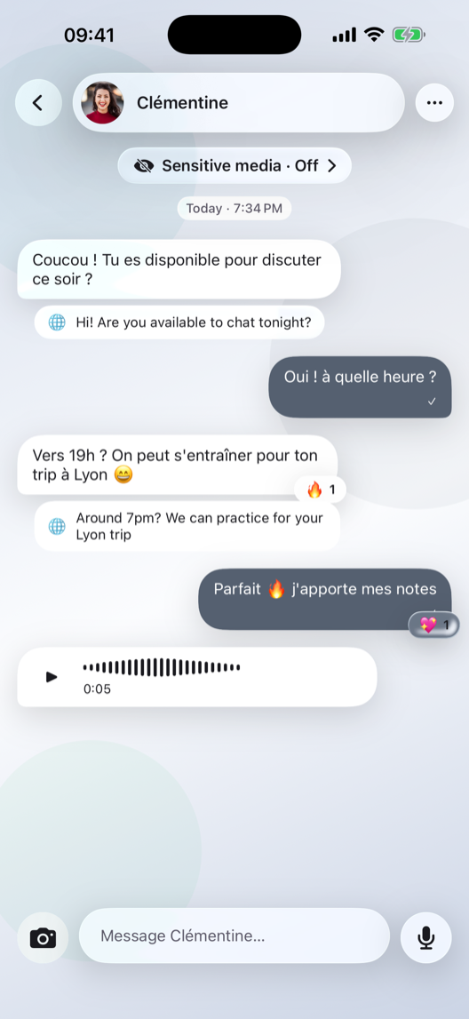 Current populated Chat thread from the iOS app