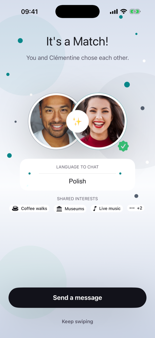 Current Meet match screen from the iOS app